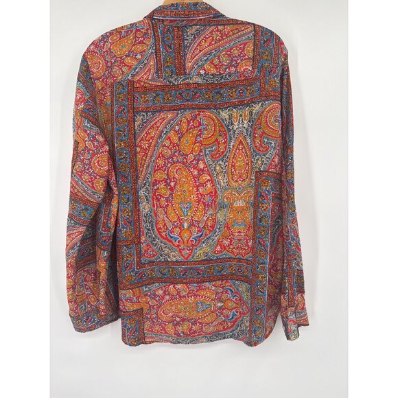 Jones New York Sport size XL Womens Paisley Button-Up Shirt Long Sleeve Boho - Picture 5 of 5